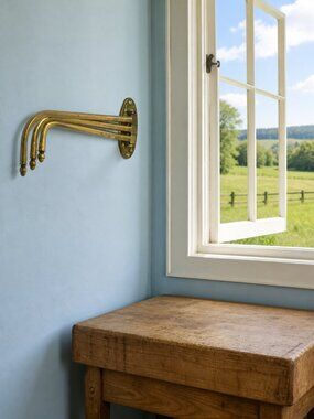 Vintage Brass 3 Arm Swivel Arms Kitchen Towels Drying Hanging Retro Decor